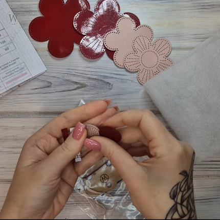 Bead Embroidery Charm Kit on Faux Leather – «Spring Flowers»