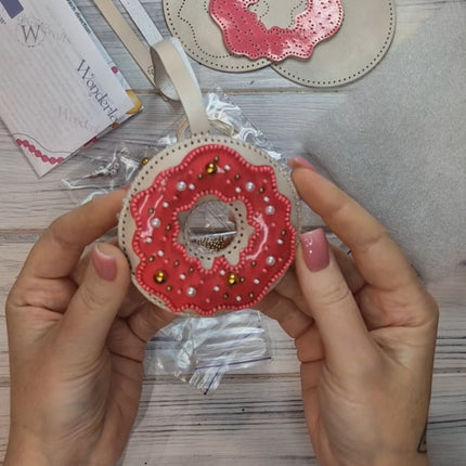 Bead Embroidery Charm Kit on Faux Leather – «Glazed Donut»