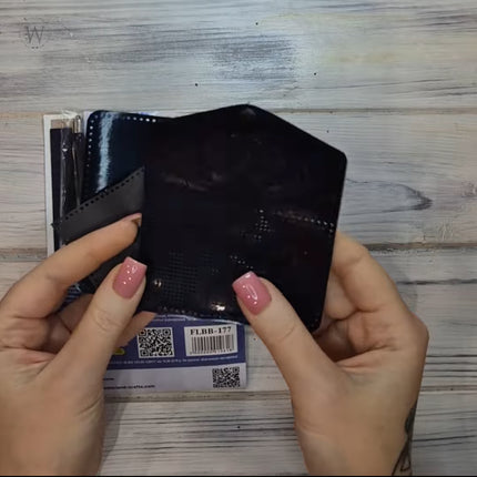 Bead Embroidery Charm Kit on Faux Leather – «Blue Wallet»