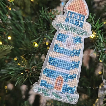 DIY Cross stitch kit "Christmas tree toy - Coastal Lighthouse"