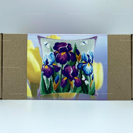 Needlepoint Pillow Kit "Blue Irises"