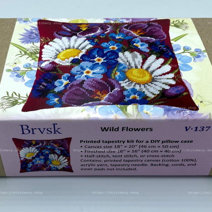 Needlepoint Pillow Kit "Wild Flowers"
