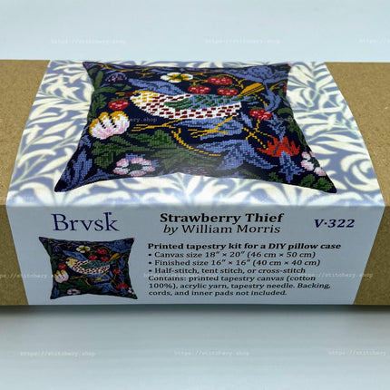 Needlepoint Pillow Kit "Strawberry Thief"
