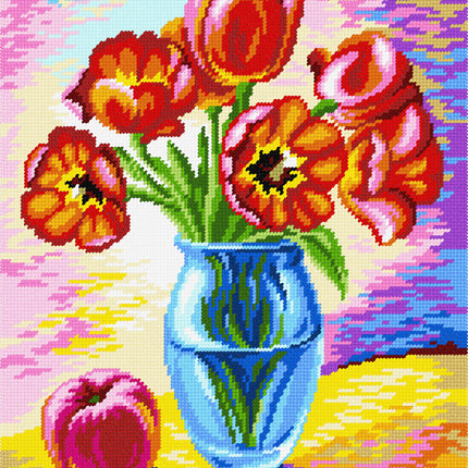 DIY Printed Tapestry Kit “ A vase with tulips” Needlepoint Kit