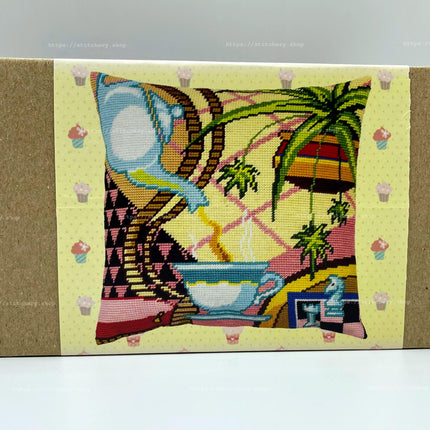 Needlepoint Pillow Kit "Teatime"