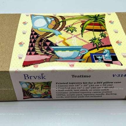Needlepoint Pillow Kit "Teatime"