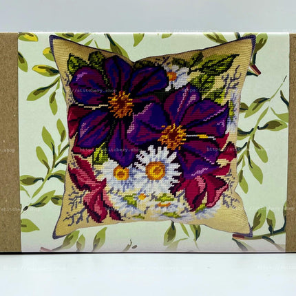 Needlepoint Pillow Kit "Clematis Flowers"