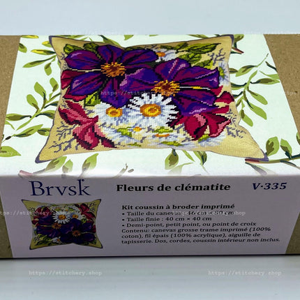 Needlepoint Pillow Kit "Clematis Flowers"