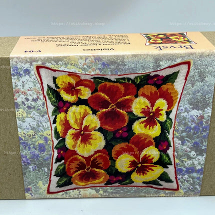 Needlepoint Pillow Kit "Pansies"
