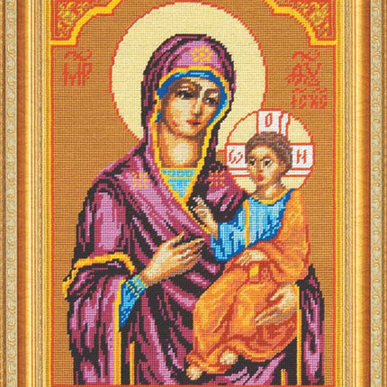 DIY Cross Stitch Kit with Printed canvas "Mother of God"