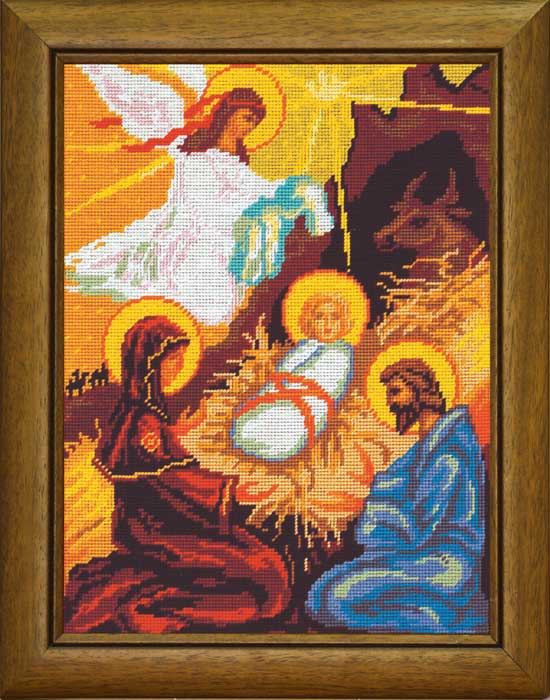 DIY Cross Stitch Kit with Printed canvas "Nativity of Jesus"