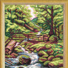 DIY Cross Stitch Kit with Printed canvas "Landscape Forest Stream"