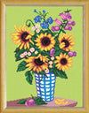 DIY Cross Stitch Kit with Printed canvas "Vase with sunflowers"