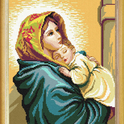 DIY Cross Stitch Kit with Printed canvas "Wandering Madonna"