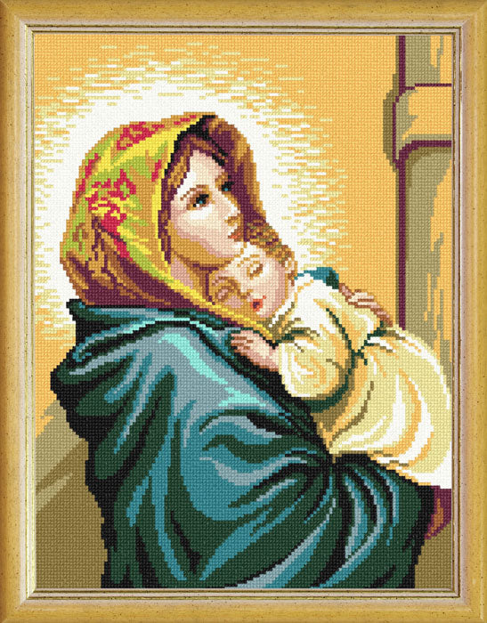 DIY Cross Stitch Kit with Printed canvas "Wandering Madonna"