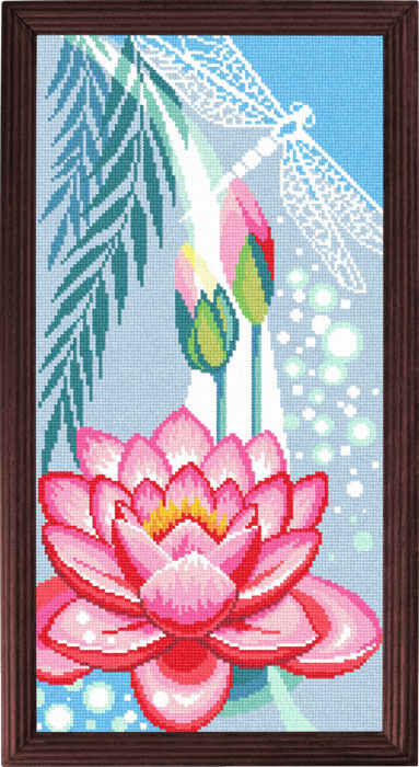 DIY Cross Stitch Kit "Lotus" with Printed Tapestry Canvas