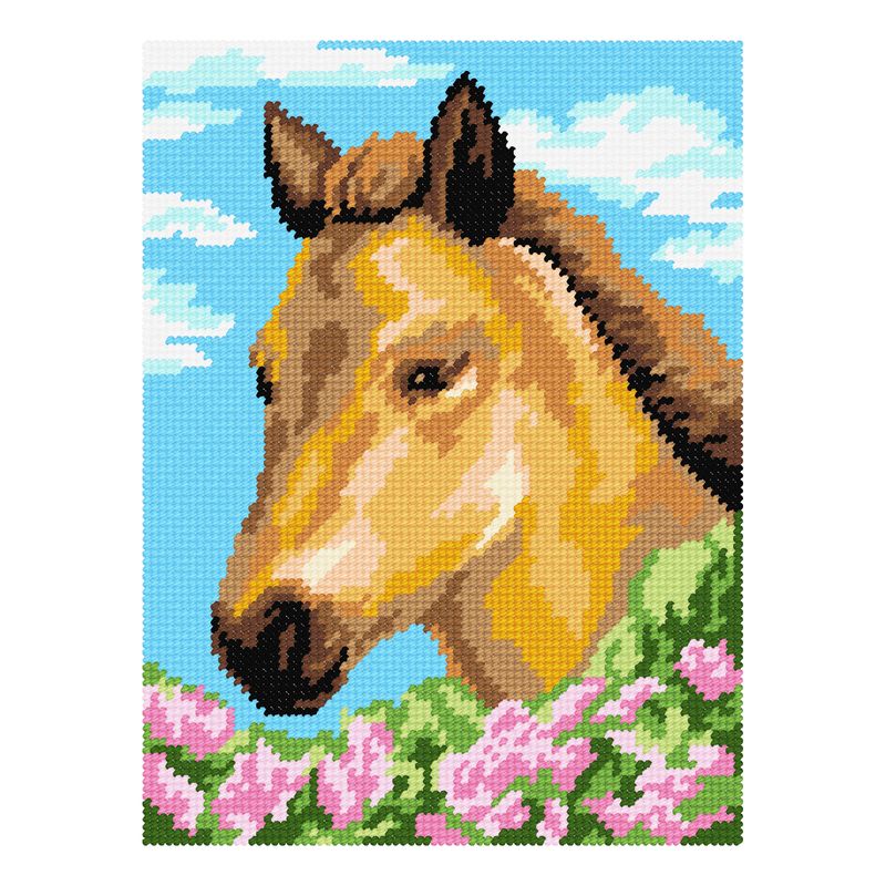 DIY Needlepoint Kit "Horse in lilac bushes" 10.6"x14.2"