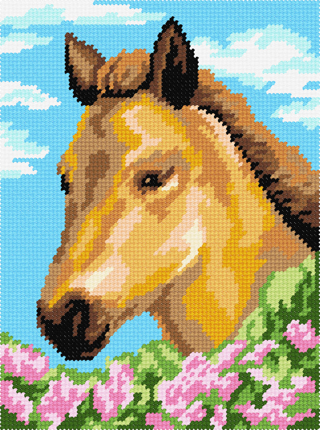DIY Needlepoint Kit "Horse in lilac bushes" 10.6"x14.2"