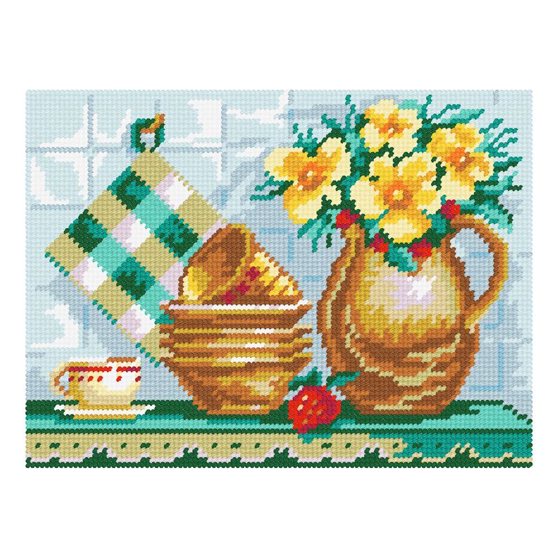 DIY Needlepoint Kit "Still life "Jar and tacks"" 10.6"x14.2"