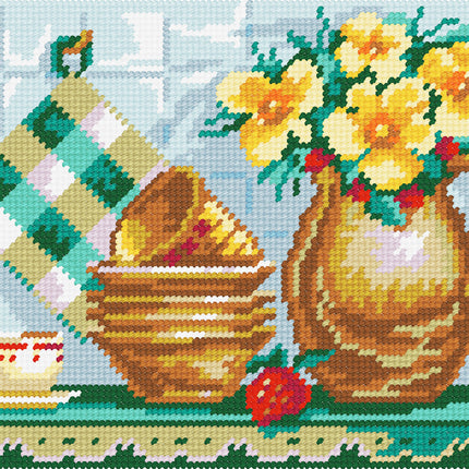 DIY Needlepoint Kit "Still life "Jar and tacks"" 10.6"x14.2"