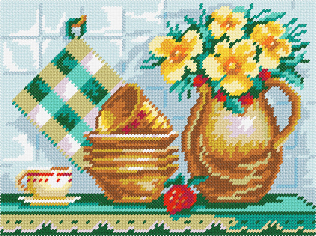 DIY Needlepoint Kit "Still life "Jar and tacks"" 10.6"x14.2"