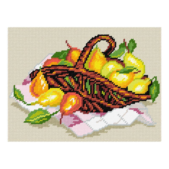 DIY Needlepoint Kit "Still life "Pears in a basket"" 10.6"x14.2"