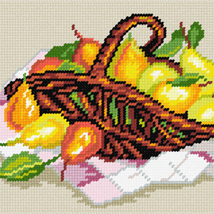 DIY Needlepoint Kit "Still life "Pears in a basket"" 10.6"x14.2"
