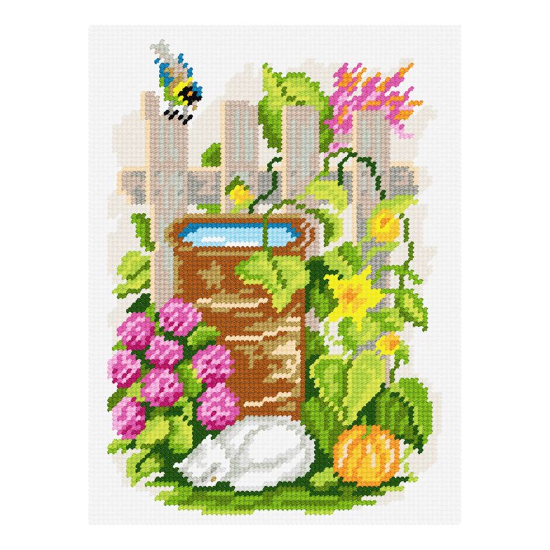 DIY Needlepoint Kit "A cat near a tub of water" 10.6"x14.2"