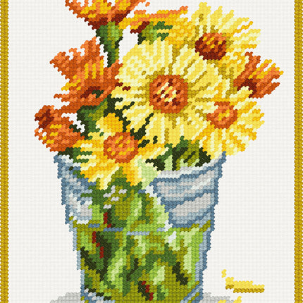 DIY Needlepoint Kit "Coltsfoot in a glass vase" 10.6"x14.2"