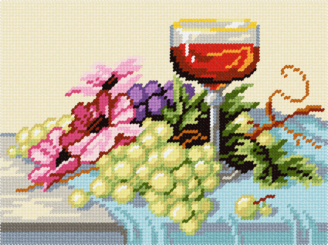 DIY Needlepoint Kit "Wine and grapes" 10.6"x14.2"