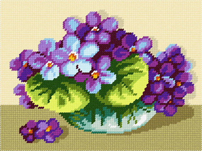 DIY Needlepoint Kit "A bouquet of violets" 10.6"x14.2"