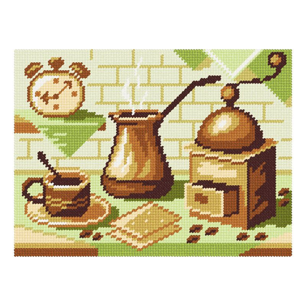 DIY Needlepoint Kit "Coffee still life" 10.6"x14.2"