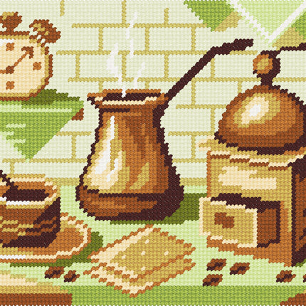 DIY Needlepoint Kit "Coffee still life" 10.6"x14.2"