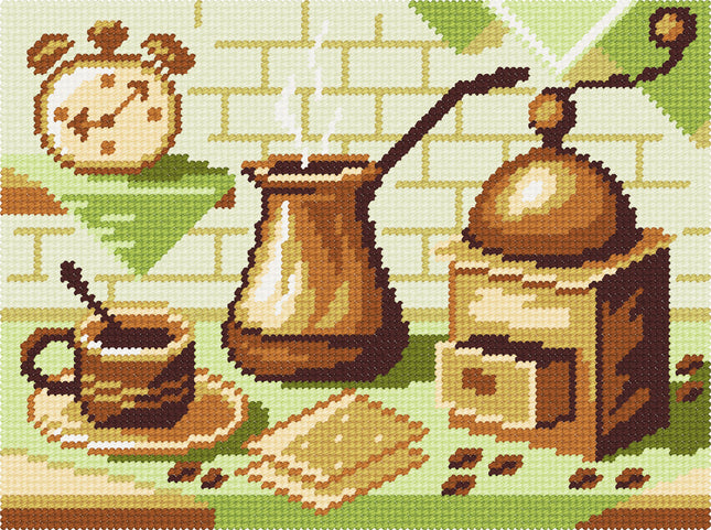 DIY Needlepoint Kit "Coffee still life" 10.6"x14.2"