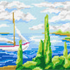 DIY Needlepoint Kit "Sailboat in the bay" 10.6"x14.2"