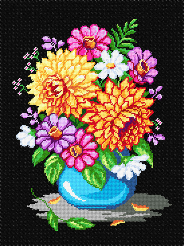 DIY Printed Tapestry Kit “A Bouquet of Dahlias” Needlepoint Kit