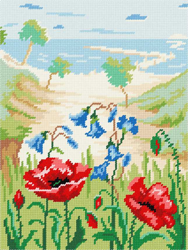 DIY Needlepoint Kit "Poppies" 14.2"x18.5"