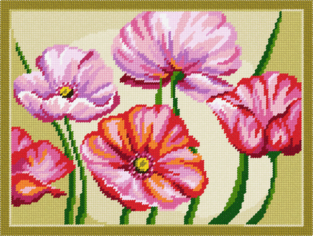 DIY Needlepoint Kit "Poppies" 14.2"x18.5"