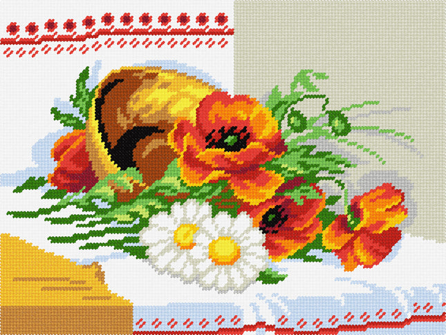 DIY Needlepoint Kit "Poppies and daisies" 14.2"x18.5"