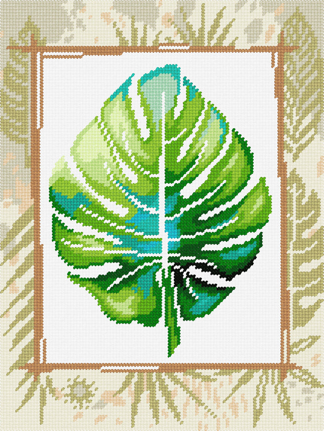 DIY Needlepoint Kit "Monstera Leaf" 14.2"x18.5"