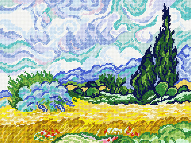 DIY Needlepoint Kit "Wheat Field with Cypresses, V. van Gogh" 14.2"x18.5"