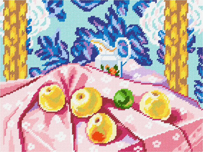 DIY Needlepoint Kit "Still Life with Apples on a Pink Tablecloth" 14.2"x18.5"