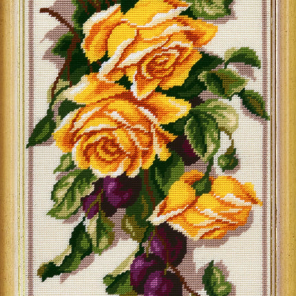 DIY Needlepoint Kit "Roses and Plums" 15.0"x30.3"