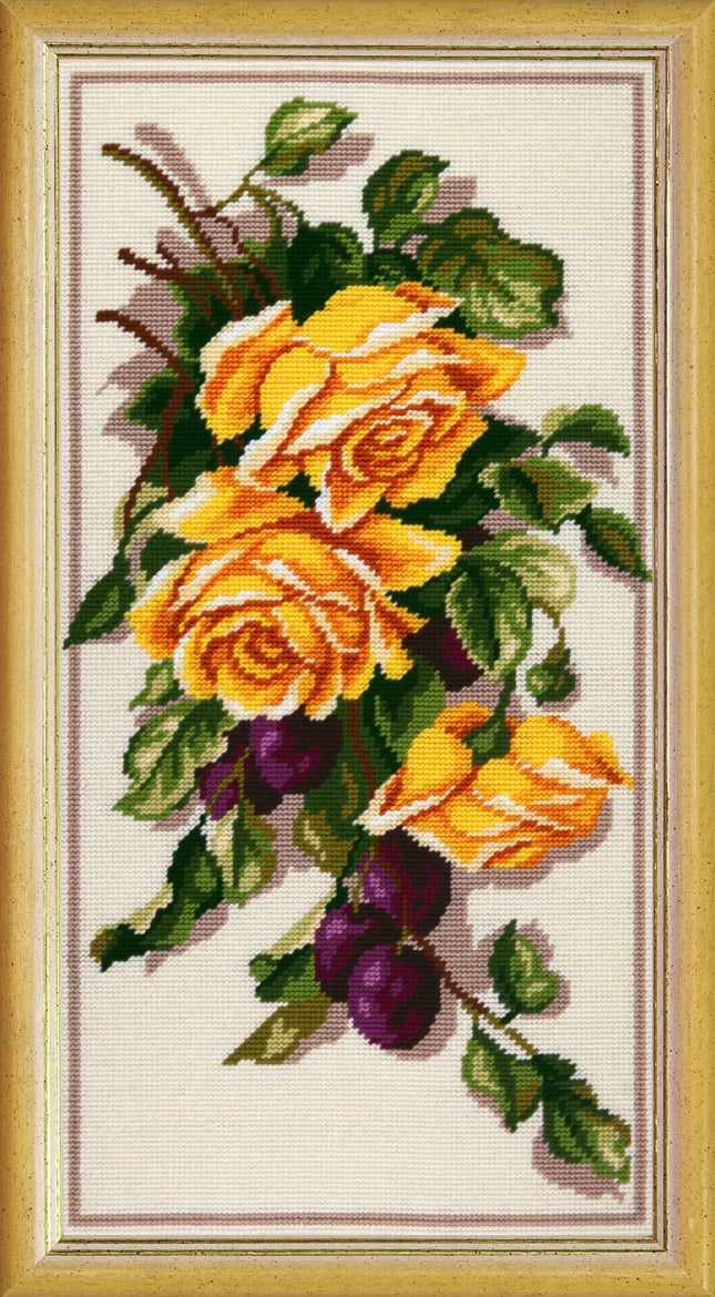 DIY Needlepoint Kit "Roses and Plums" 15.0"x30.3"