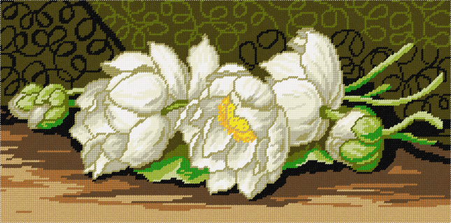 DIY Needlepoint Kit "White Lotuses" 15.0"x30.3"