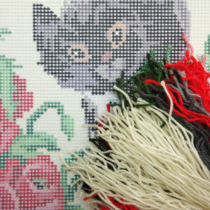 Needlepoint Pillow Kit "A Cat in Poppies"
