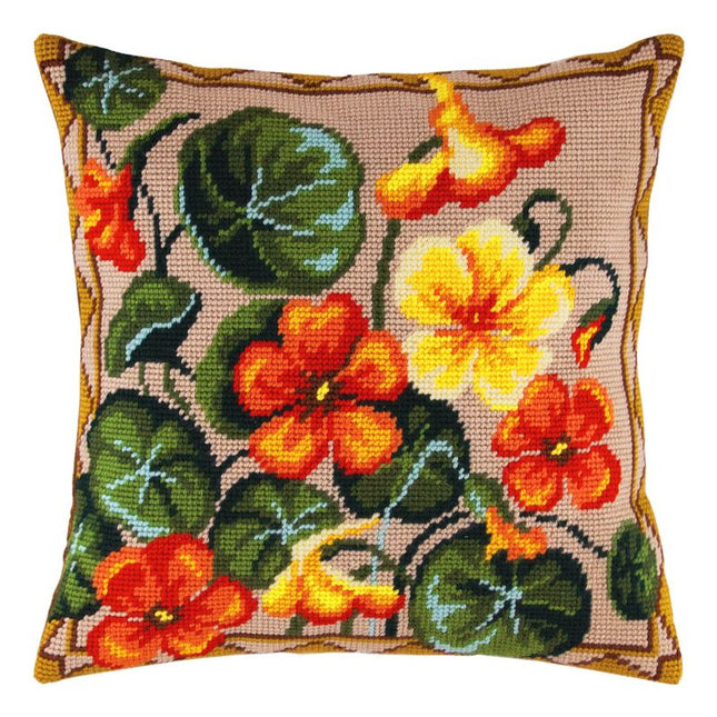 Needlepoint Pillow Kit "Nasturtium"