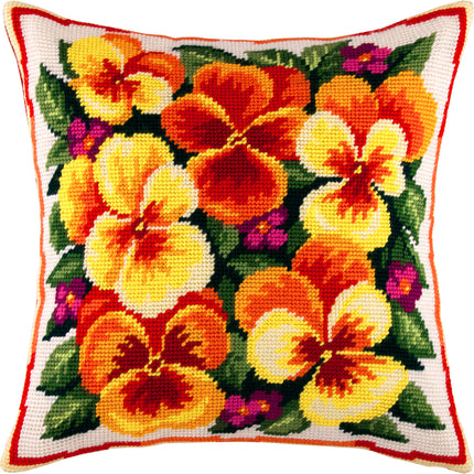 Needlepoint Pillow Kit "Pansies"