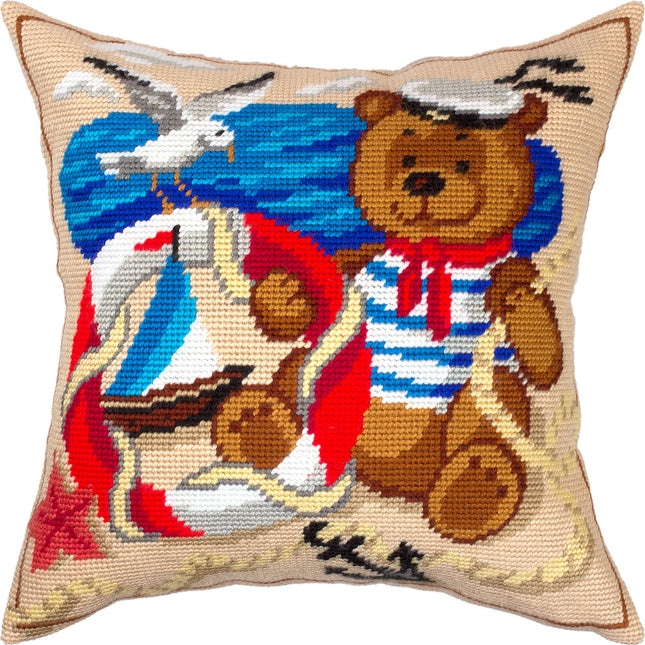 Needlepoint Pillow Kit "Bear the Sailor"