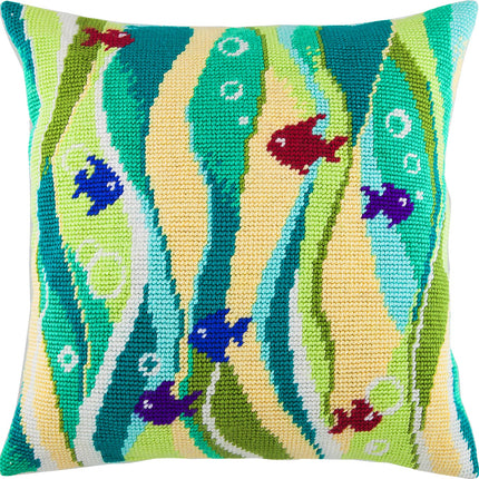 Needlepoint Pillow Kit "Fish in Seaweed"